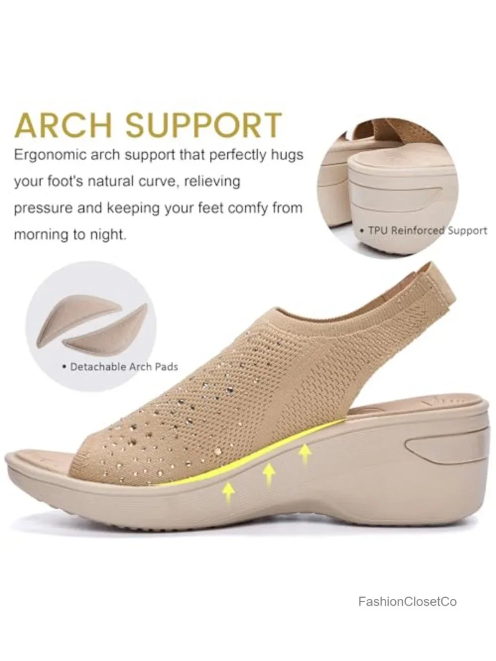 Women Wedges Sandals Dressy Arch Support Peep Toe Slingback Platform